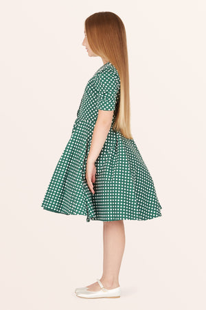 Kids Sabrina Polka Dot Dress - Green
