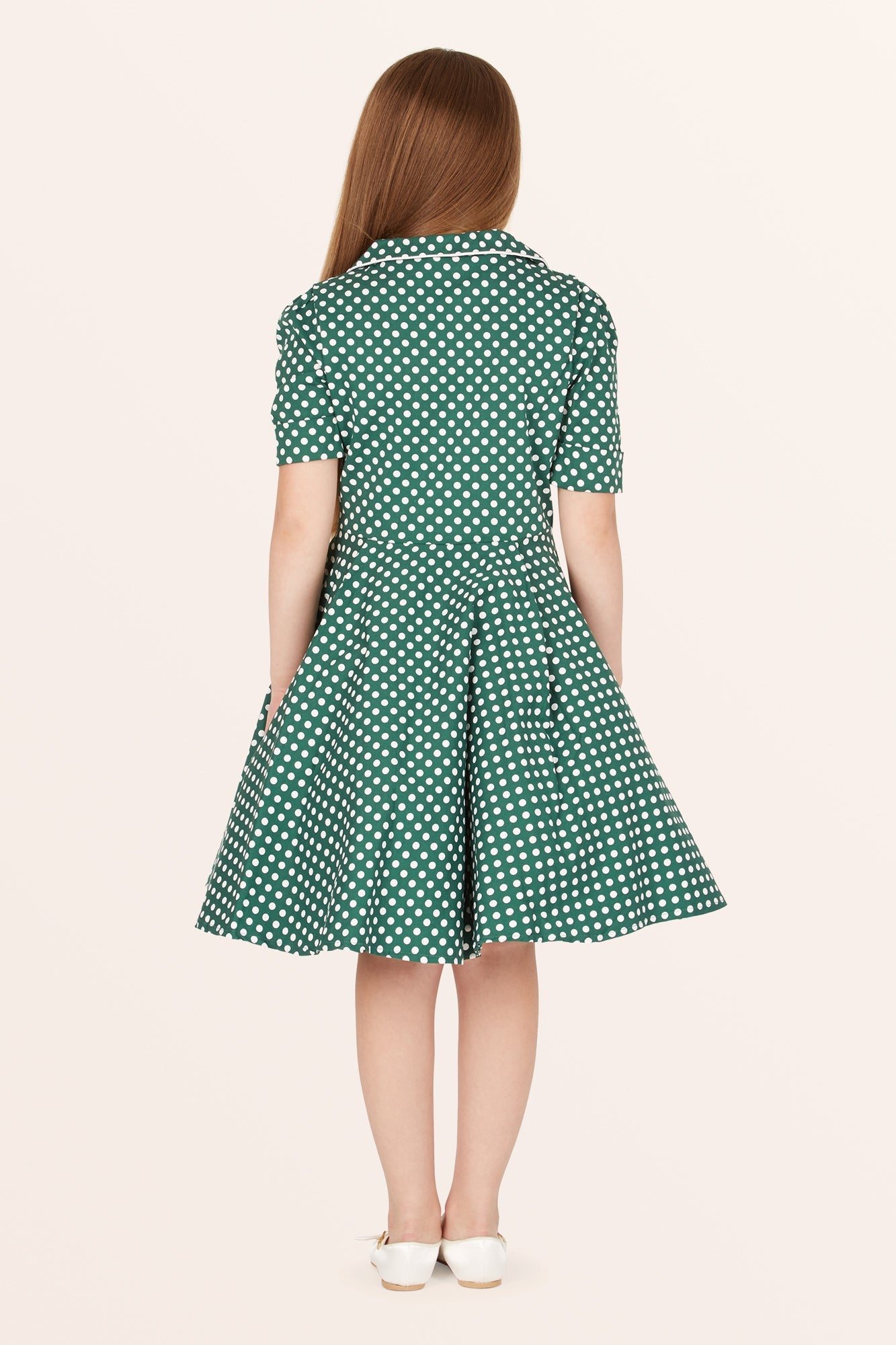 Kids Sabrina Polka Dot Dress - Green