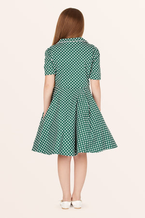 Kids Sabrina Polka Dot Dress - Green