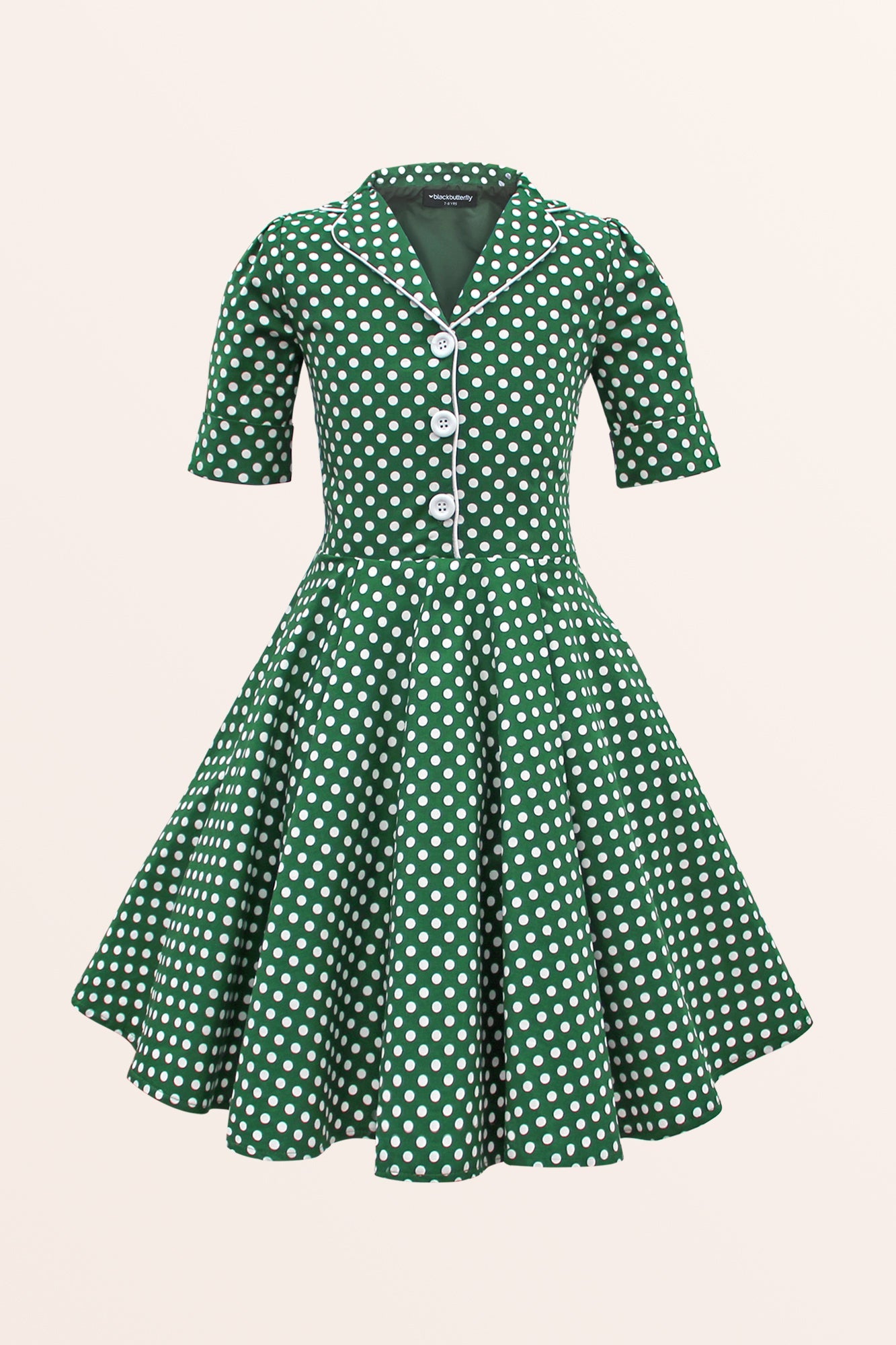 Kids Sabrina Polka Dot Dress - Green