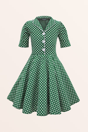 Kids Sabrina Polka Dot Dress - Green