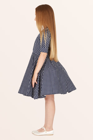 Kids Sabrina Polka Dot Dress - Midnight Blue