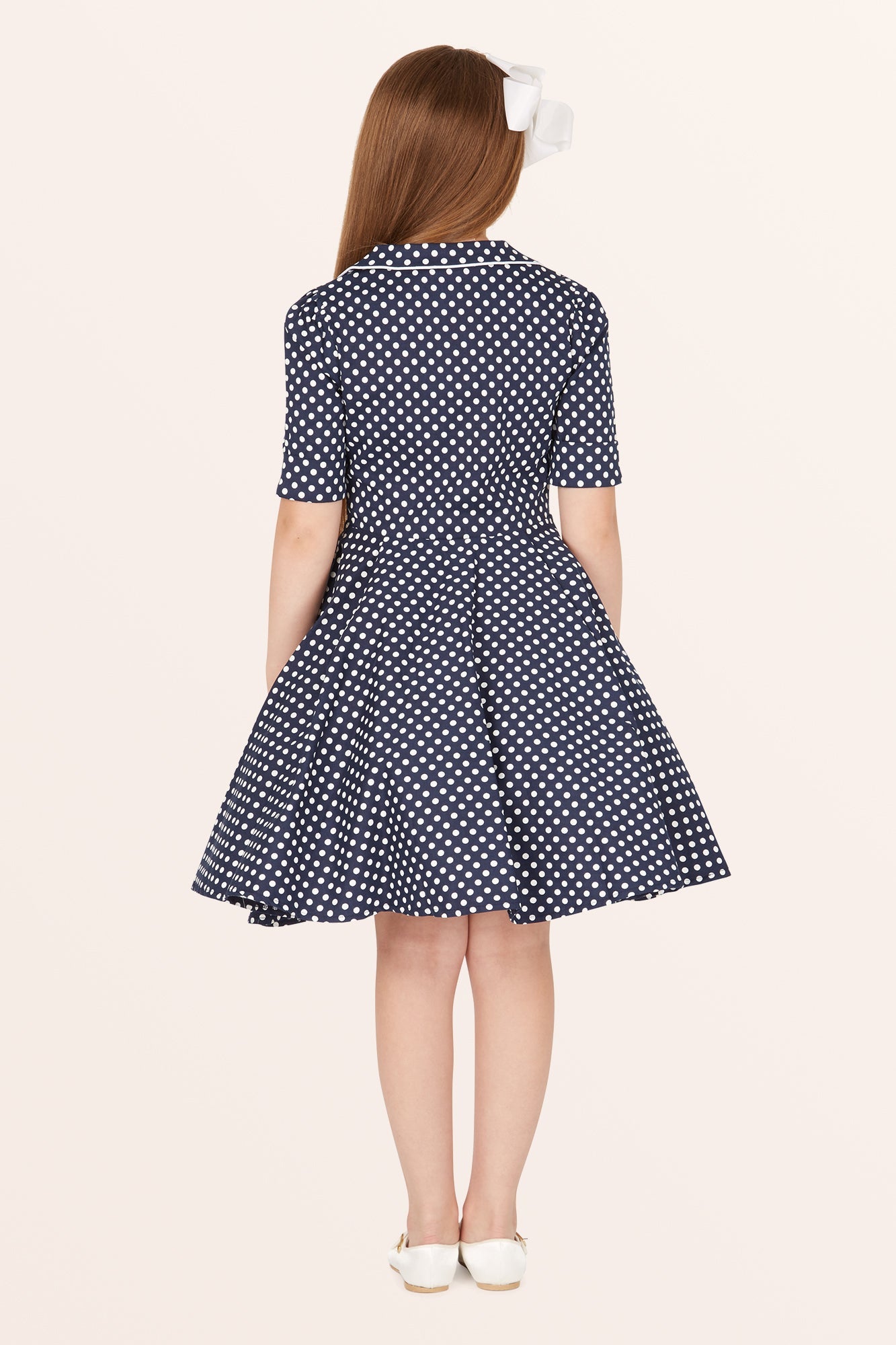 Kids Sabrina Polka Dot Dress - Midnight Blue