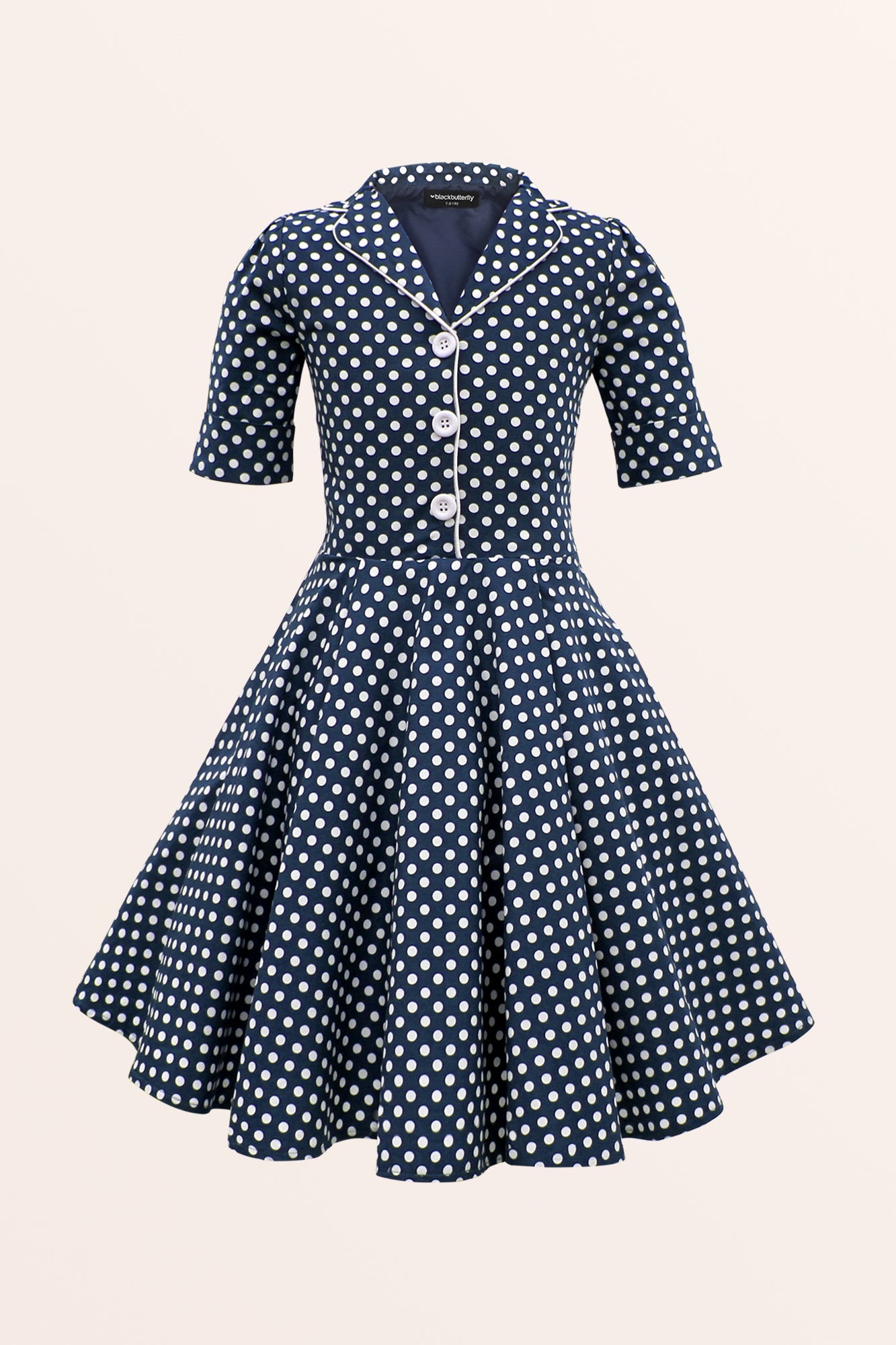 Kids Sabrina Polka Dot Dress - Midnight Blue