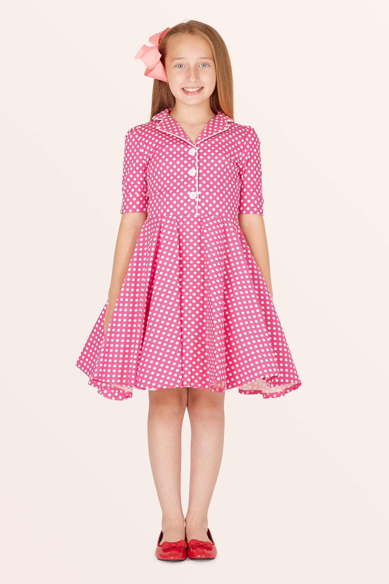 Kids Sabrina Polka Dot Dress - Pink