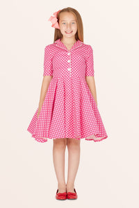 Kids Sabrina Polka Dot Dress - Pink