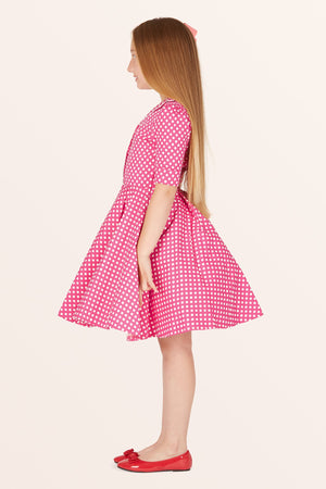 Kids Sabrina Polka Dot Dress - Pink