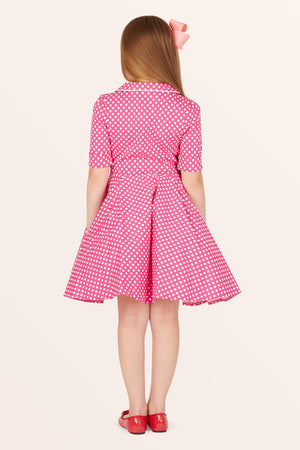 Kids Sabrina Polka Dot Dress - Pink