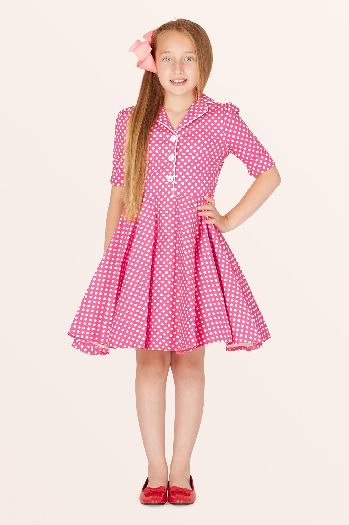 Kids Sabrina Polka Dot Dress - Pink