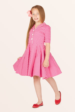 Kids Sabrina Polka Dot Dress - Pink