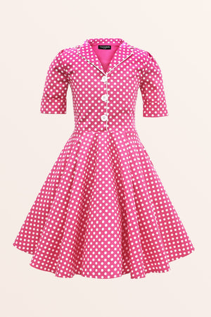 Kids Sabrina Polka Dot Dress - Pink