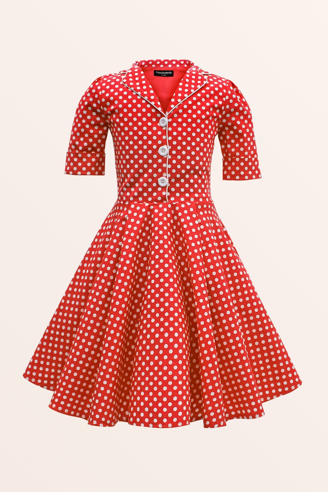 Kids Sabrina Polka Dot Dress - Red