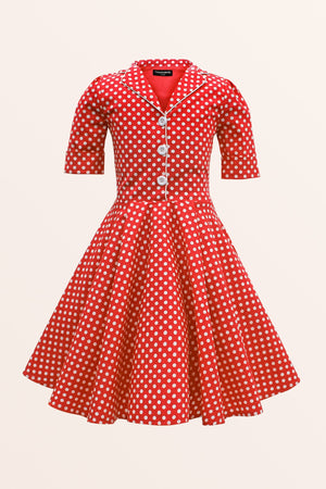 Kids Sabrina Polka Dot Dress - Red