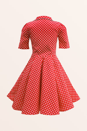 Kids Sabrina Polka Dot Dress - Red