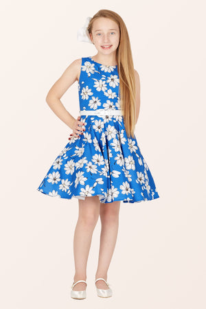 Kids Audrey Daisy Dress - Royal Blue