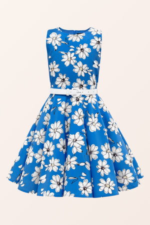 Kids Audrey Daisy Dress - Royal Blue