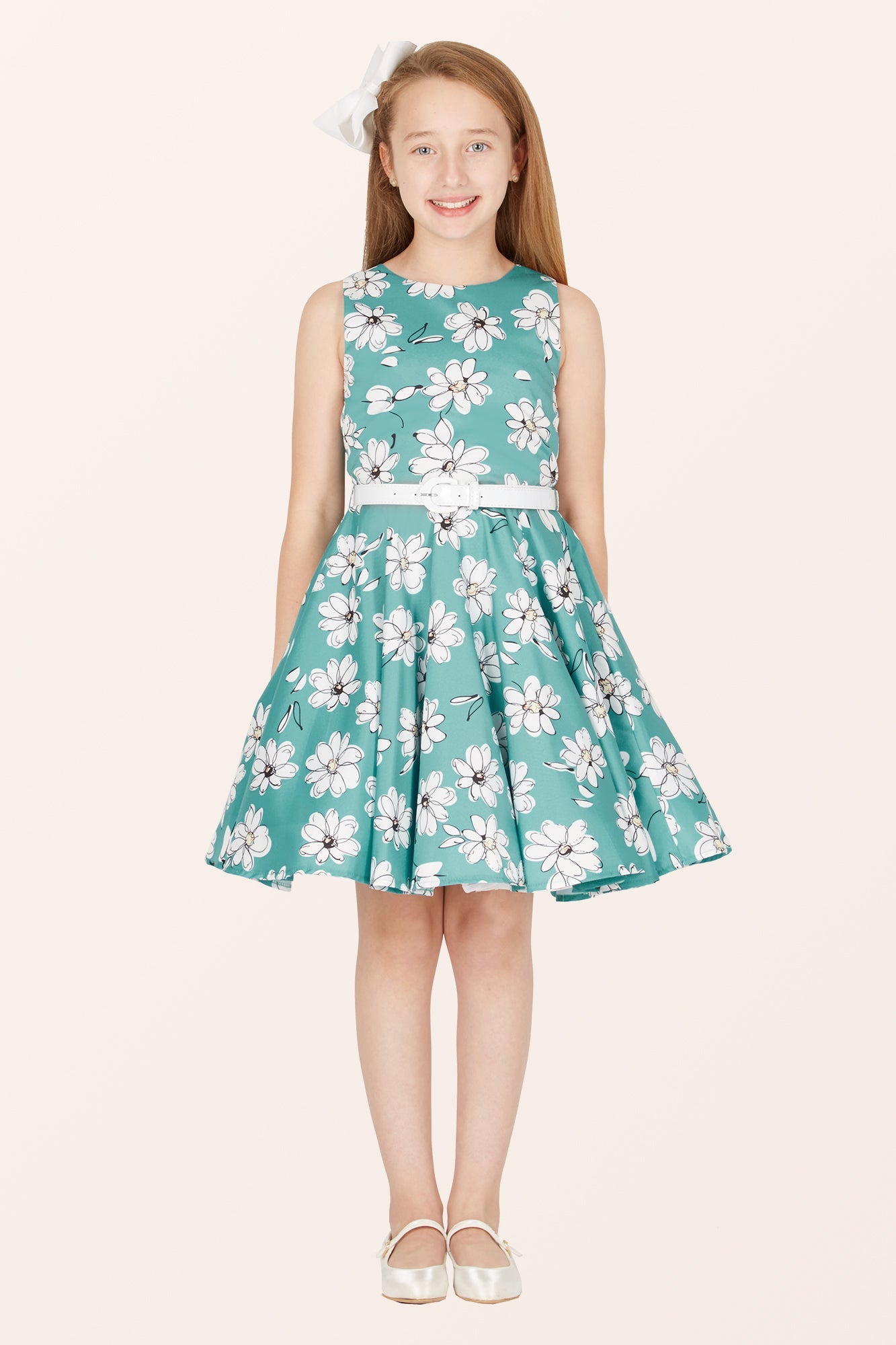 Kids Audrey Daisy Dress - Turquoise