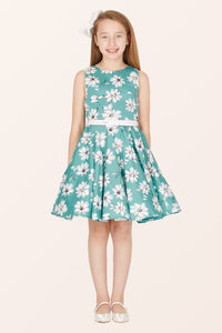 Kids Audrey Daisy Dress - Turquoise