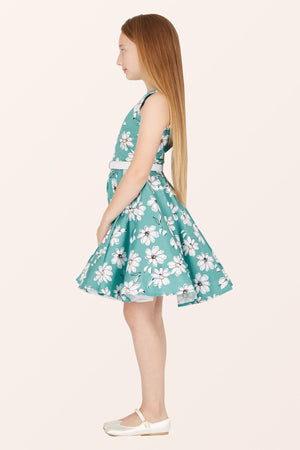 Kids Audrey Daisy Dress - Turquoise