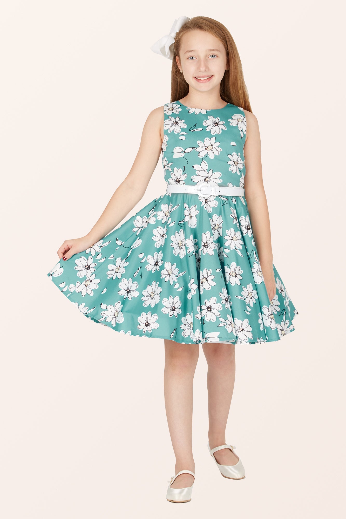 Kids Audrey Daisy Dress - Turquoise