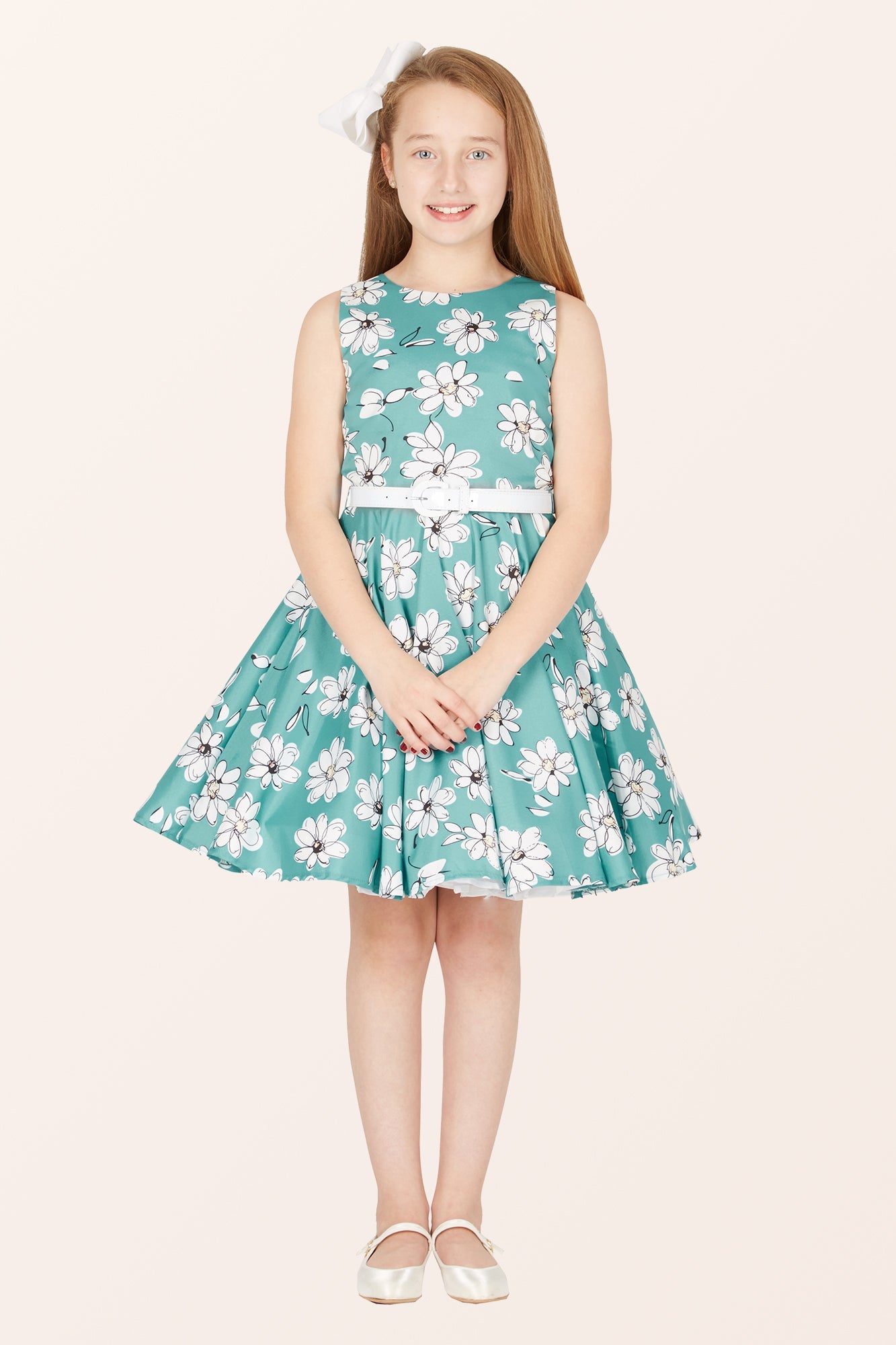Kids Audrey Daisy Dress - Turquoise