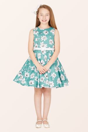 Kids Audrey Daisy Dress - Turquoise