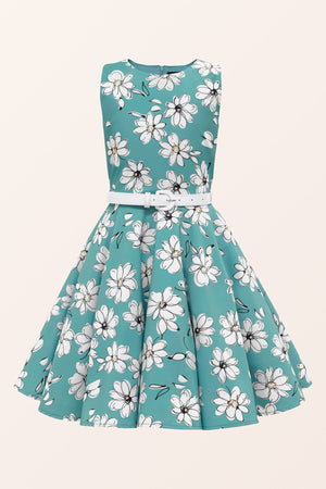 Kids Audrey Daisy Dress - Turquoise