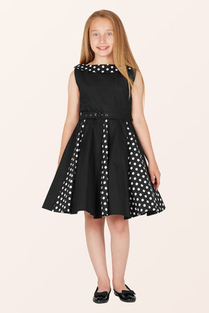 Kids Alexia Polka Dot Dress - Black