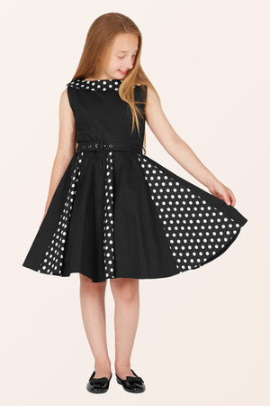 Kids Alexia Polka Dot Dress - Black
