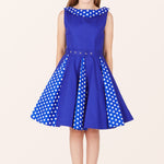 Kids Alexia Polka Dot Dress - Royal Blue