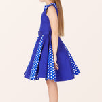 Kids Alexia Polka Dot Dress - Royal Blue