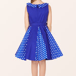 Kids Alexia Polka Dot Dress - Royal Blue