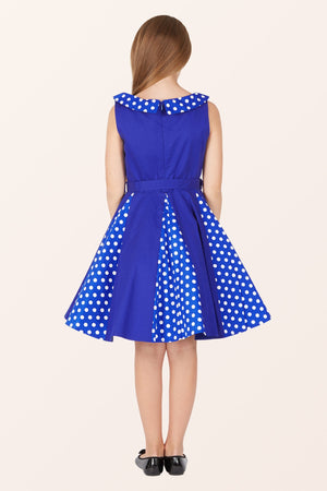 Kids Alexia Polka Dot Dress - Royal Blue