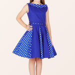 Kids Alexia Polka Dot Dress - Royal Blue