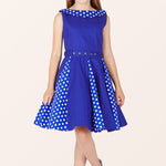 Kids Alexia Polka Dot Dress - Royal Blue