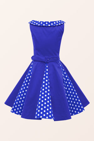 Kids Alexia Polka Dot Dress - Royal Blue
