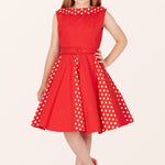 Kids Alexia Polka Dot Dress - Red