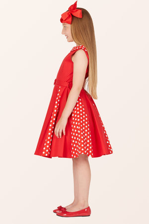 Kids Alexia Polka Dot Dress - Red
