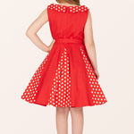 Kids Alexia Polka Dot Dress - Red