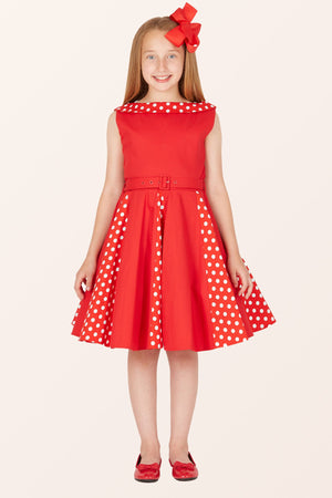 Kids Alexia Polka Dot Dress - Red