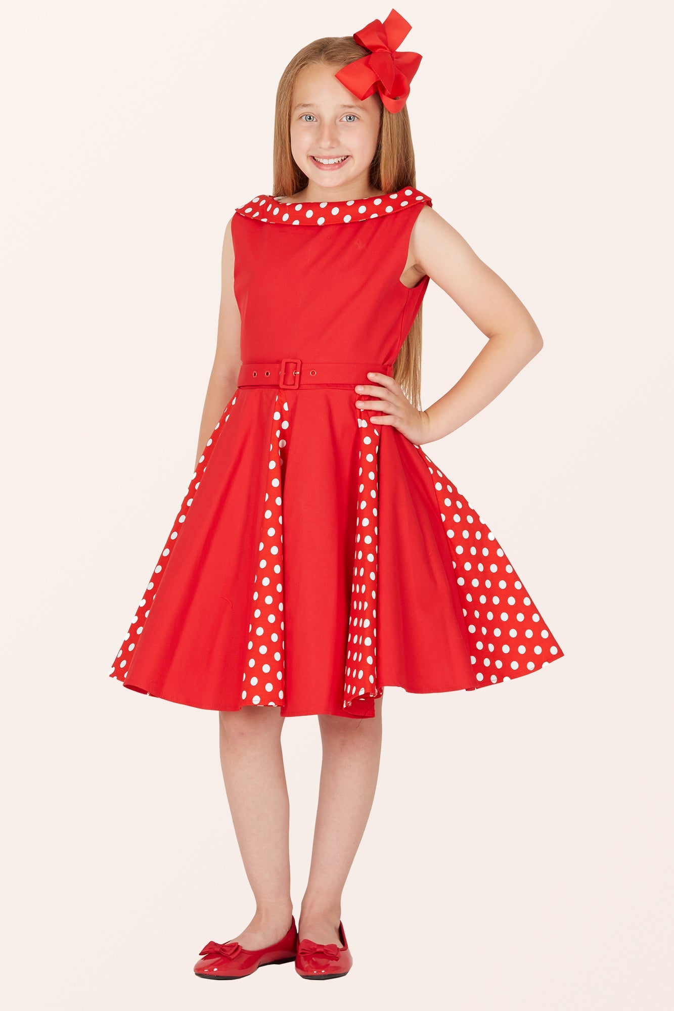 Kids Alexia Polka Dot Dress - Red