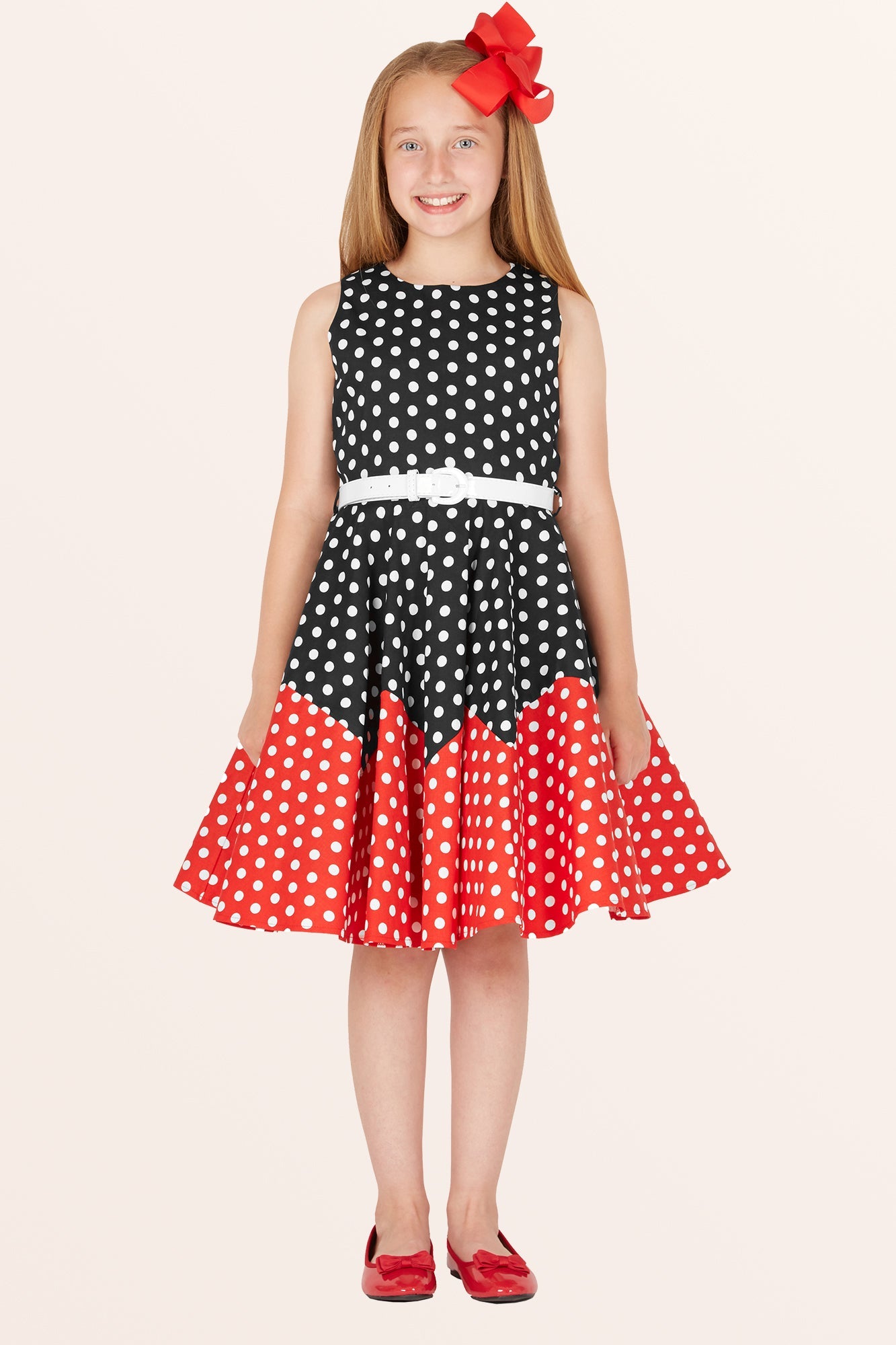 Kids Amy Polka Dot Dress - Black Red
