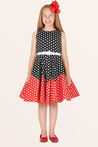 Kids Amy Polka Dot Dress - Black Red