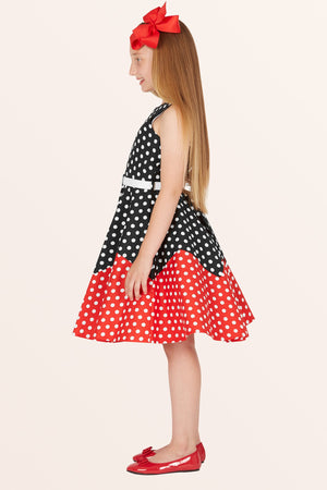 Kids Amy Polka Dot Dress - Black Red