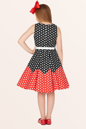 Kids Amy Polka Dot Dress - Black Red