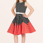 Kids Amy Polka Dot Dress - Black Red