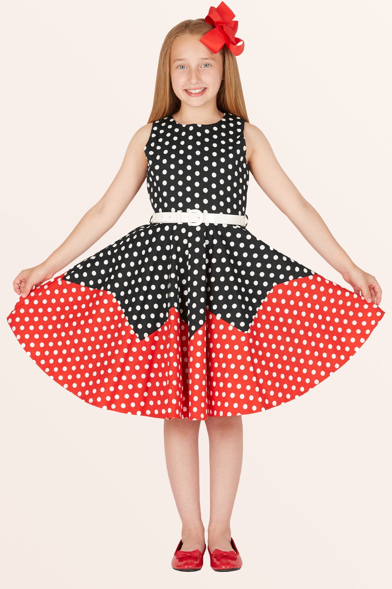 Kids Amy Polka Dot Dress - Black Red