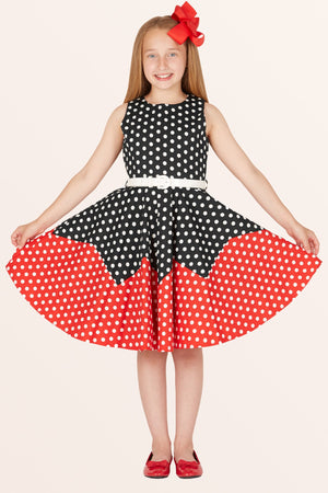 Kids Amy Polka Dot Dress - Black Red