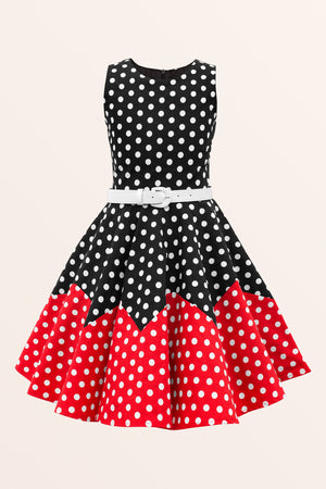 Kids Amy Polka Dot Dress - Black Red