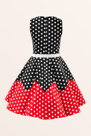 Kids Amy Polka Dot Dress - Black Red